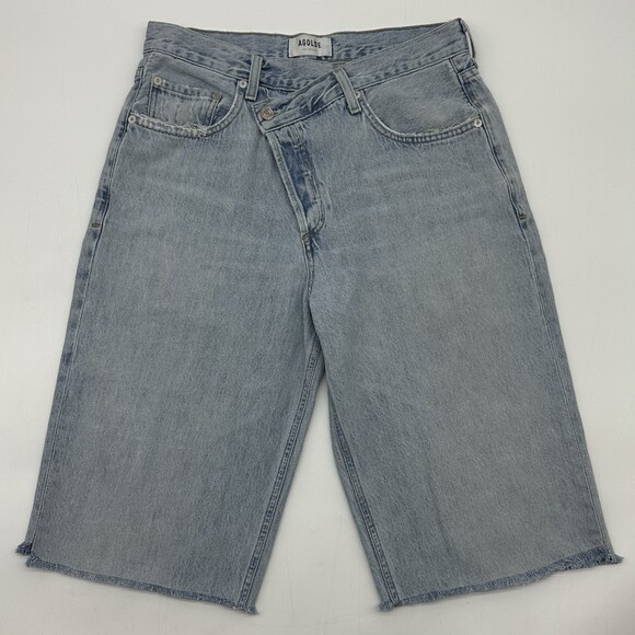 AGOLDE Pants - AGOLDE Criss Cross Upsized Women's Size 27 Light Wash Cut-Off Denim Jean Shorts